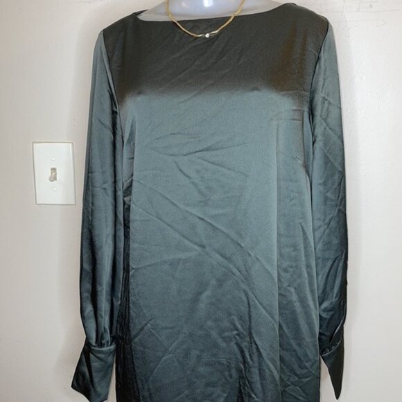 H&M Long Sleeve Green Dress Size M - Picture 3 of 9